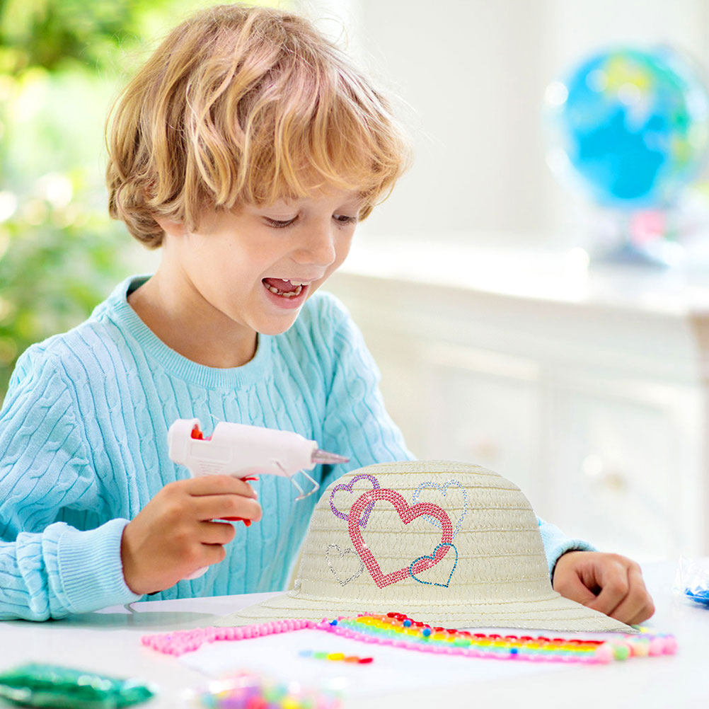 Art Craft Activity - 8Pcs White Blank Kids Straw Hats