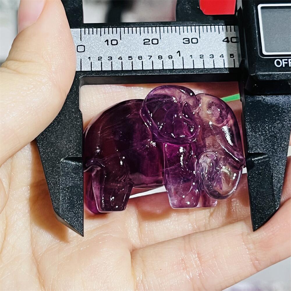 Art Craft Elephant - 2PCS Colored Fluorite Crystal Elephant 1.5