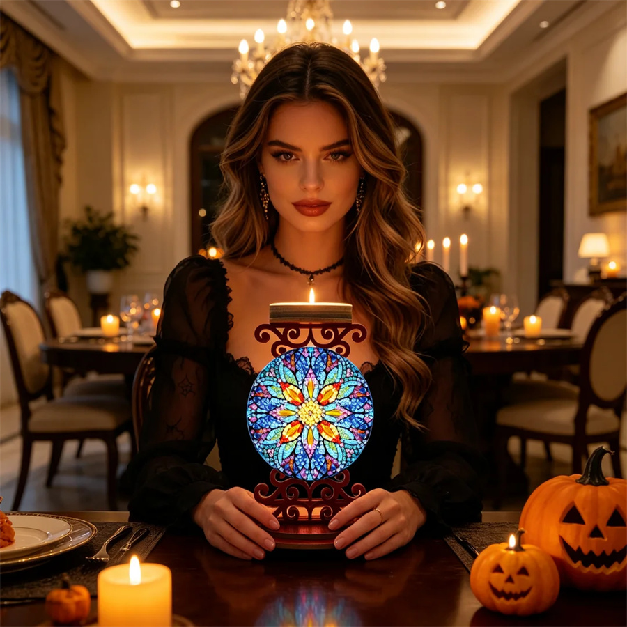 Art Craft Painting - Flower candle holder Halloween holiday gift