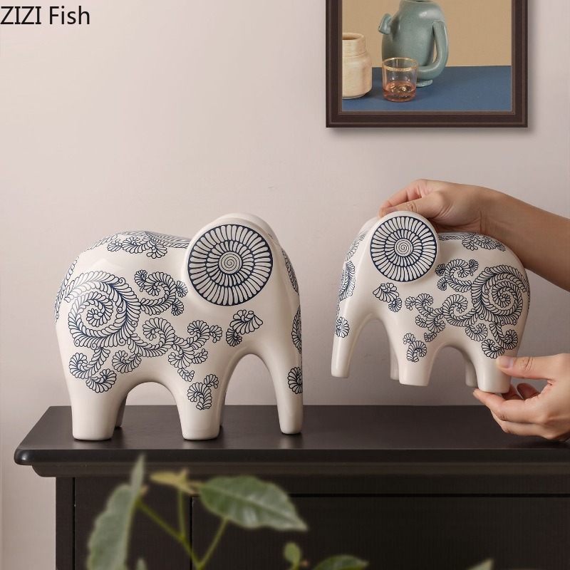 Art Craft Elephant - New Chinese Style Ceramic Elephant Ornament