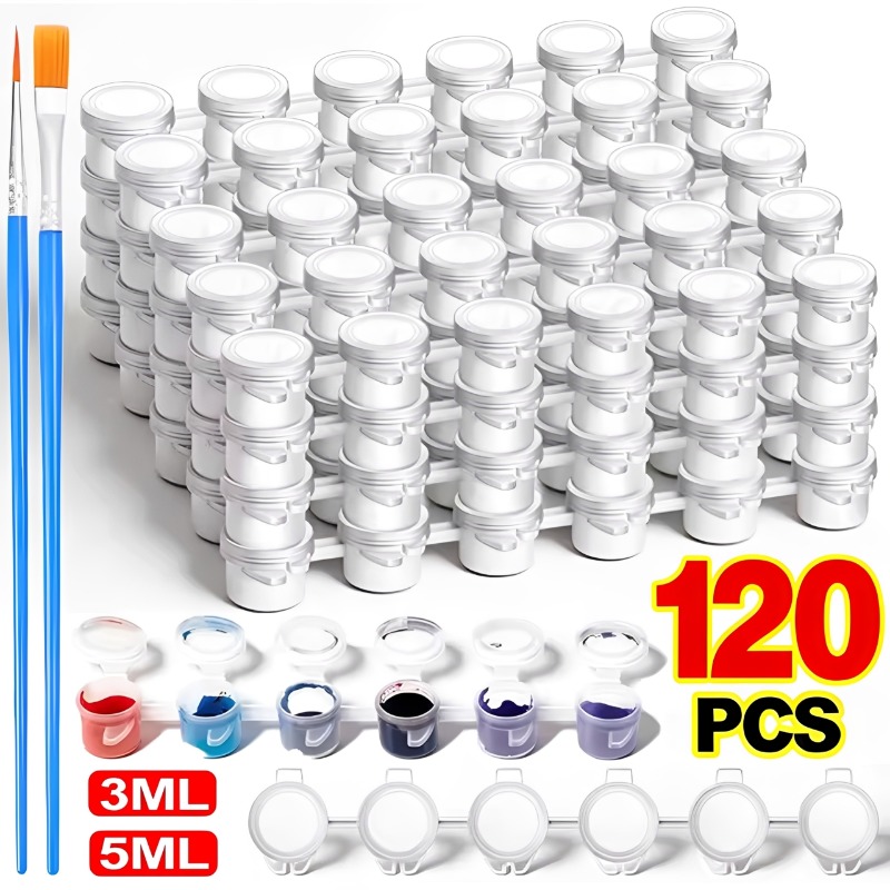 Box Art And Craft - 3/5ml Empty Paint Pots with Lid