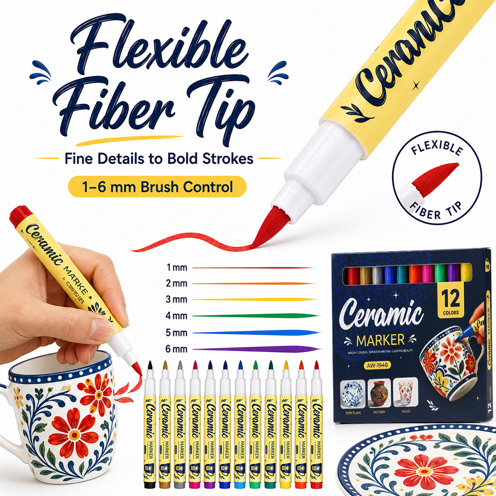 12Pcs Ceramic Paint Markers Vi - огляд і ціна Box Art And Craft