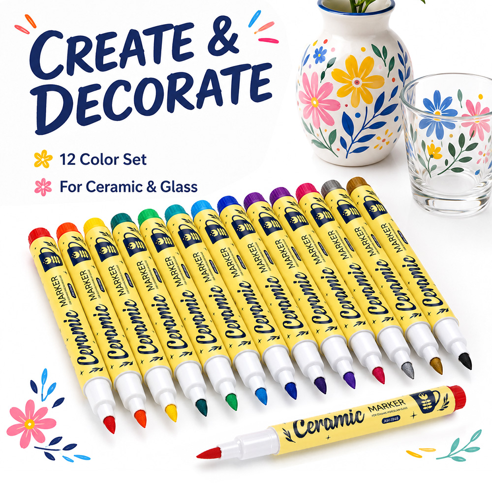 12Pcs Ceramic Paint Markers Vi - огляд і ціна Box Art And Craft