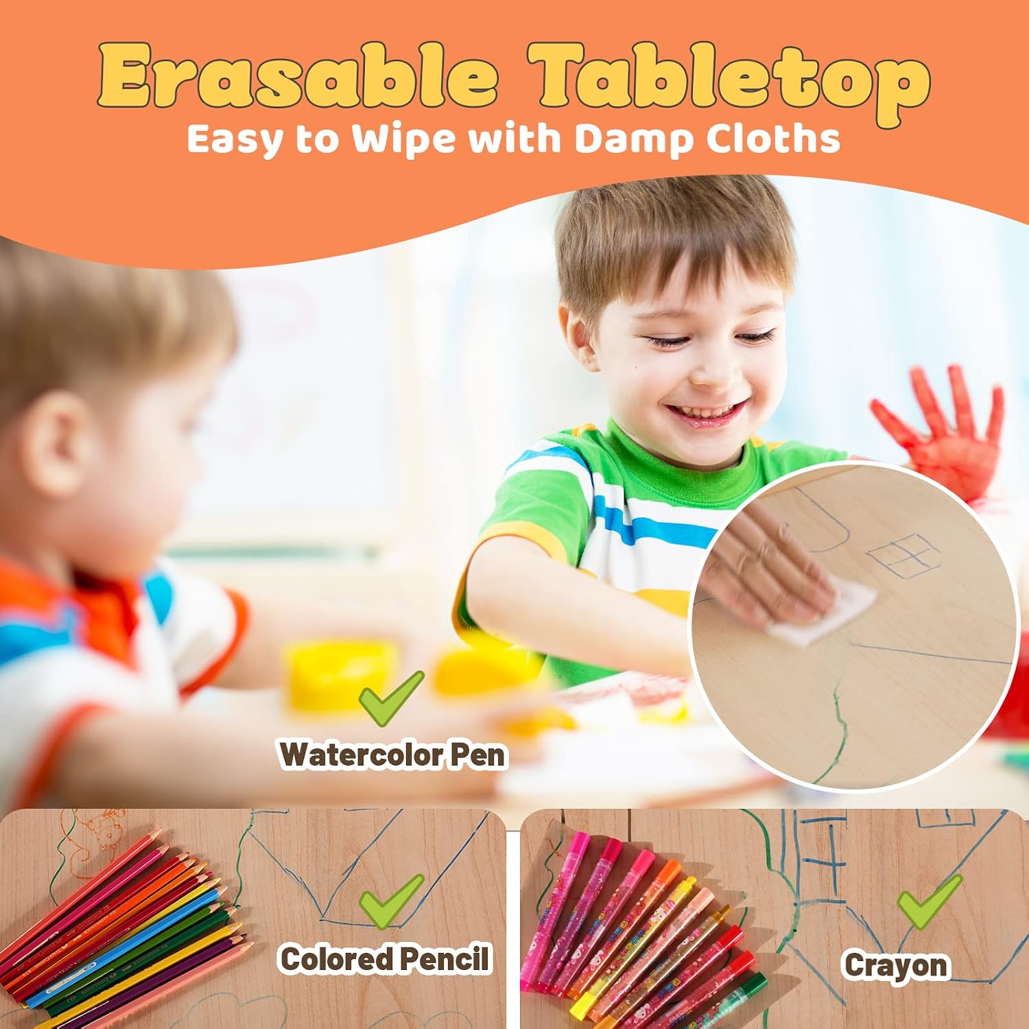 Kids Table and 2 Chairs Set, H - огляд і ціна Art Craft Toddlers